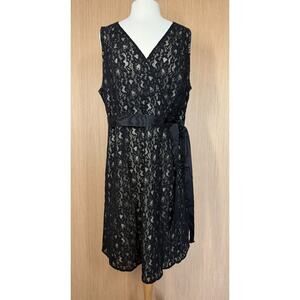 Lane Bryant Black and Cream Sheath Midi Dress